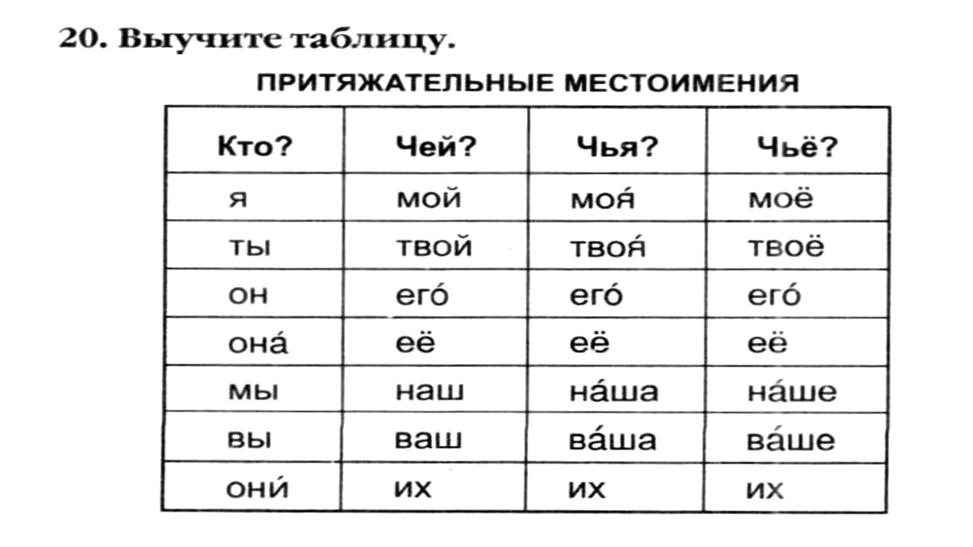 Видео курс РКИ: Притяжательные местоимения